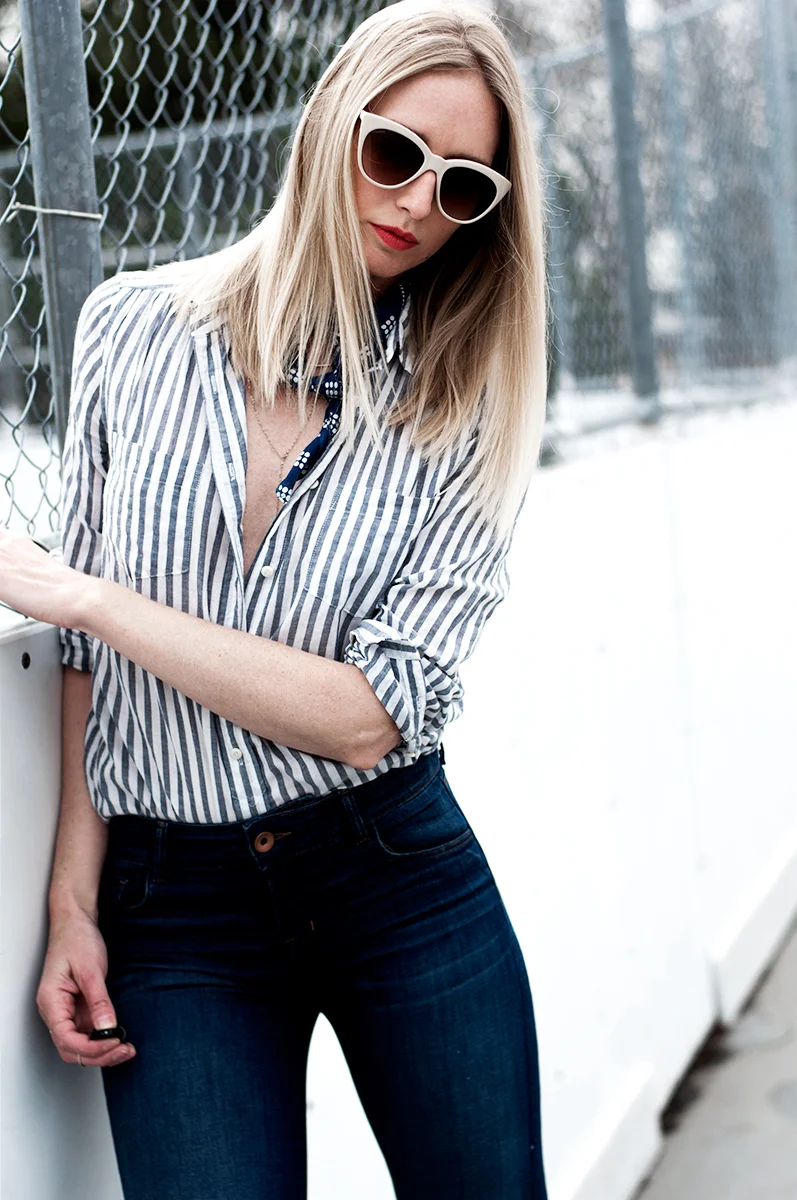 J brand cheap striped jeans